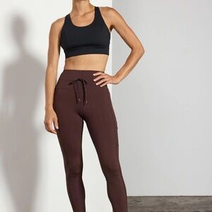 MPG Sport taupe brown sports bra and leggings workout set - XL